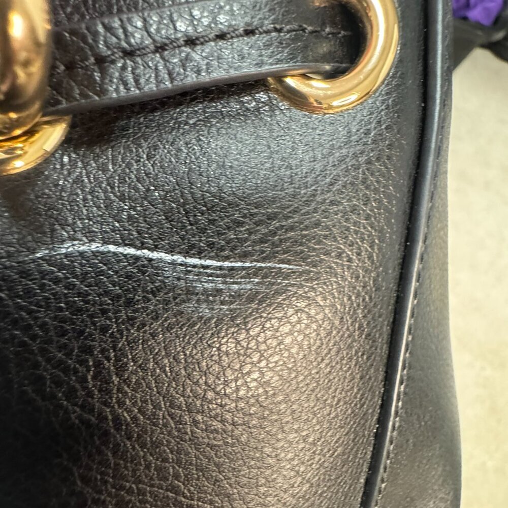 Marc Jacobs Black Leather Mini Bucket Bag Crossbody Gold Hardware – EUC - Picture 6 of 6
